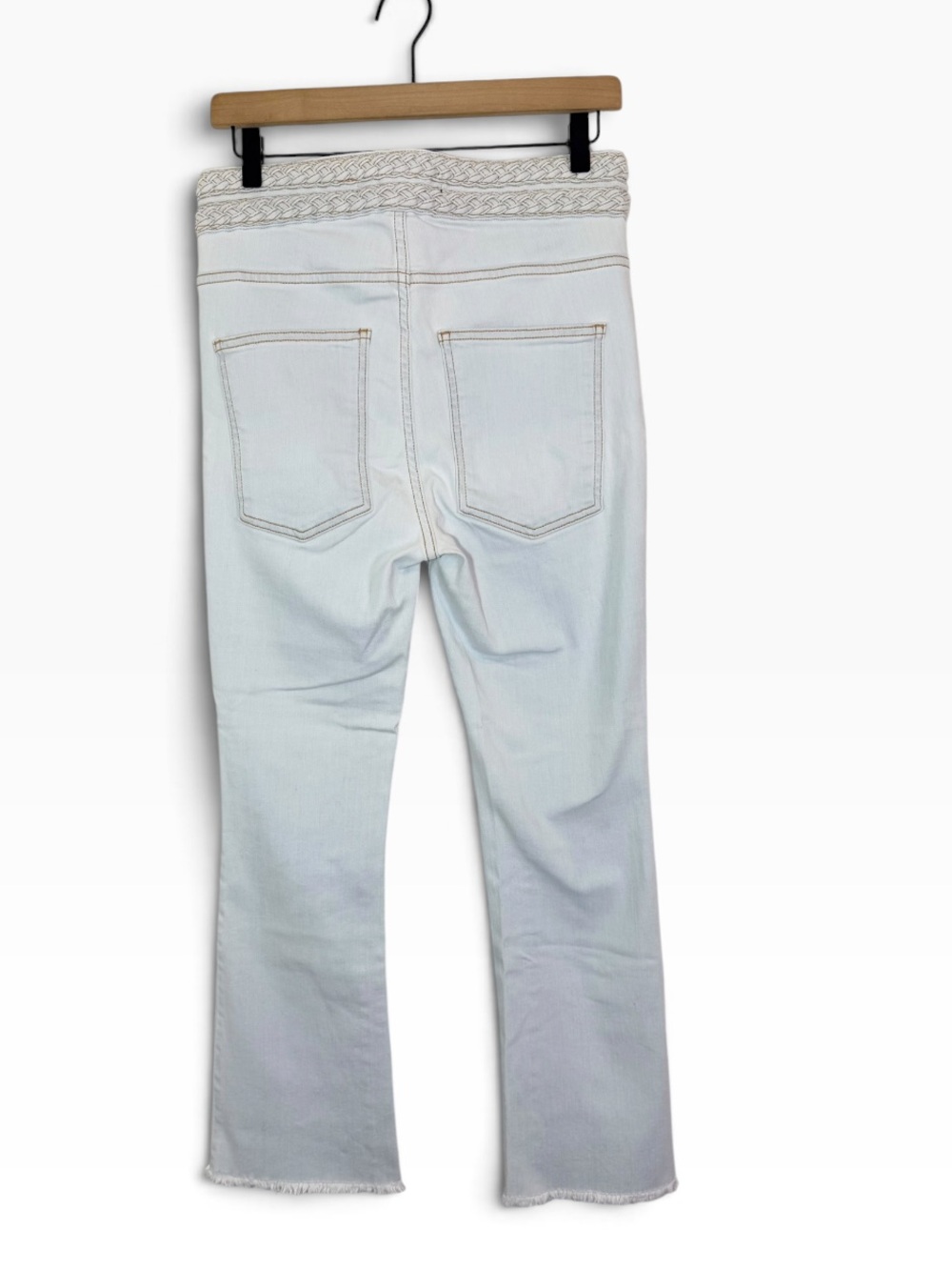 Veronica Beard Carly Braided Waist Cropped Flare Jeans Light Wash Size 27 - Picture 3 of 9